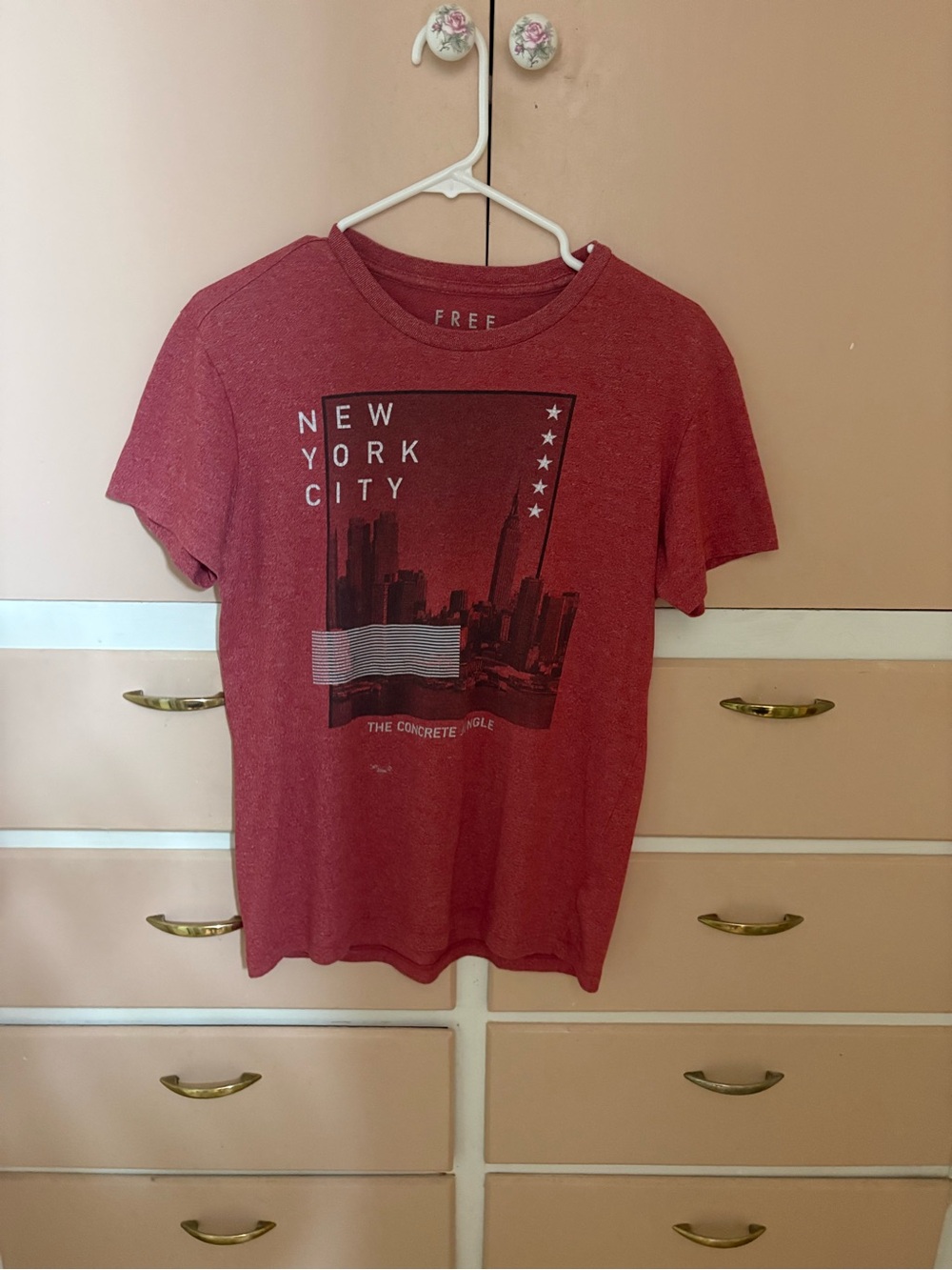 Free State Red New York City Skyline Tee with Graphic Stars